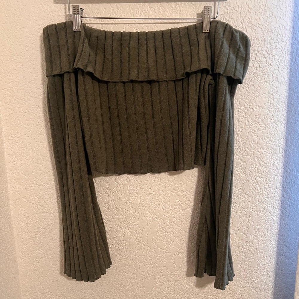 Ribbed Off-Shoulder Sweater